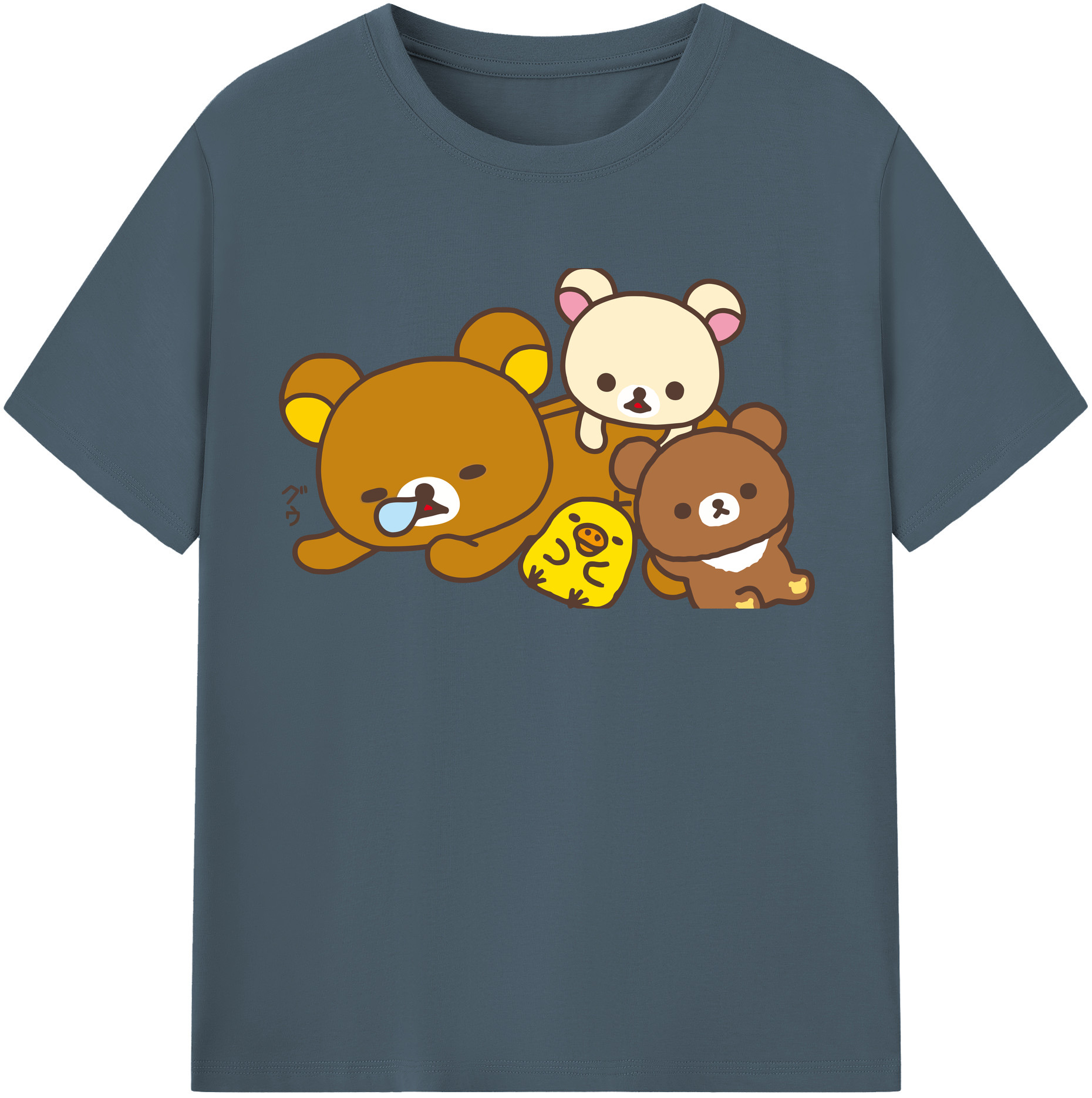 （画像用） リラックマ リラックマ キイロイトリ Rilakkuma Korilakkuma Kiiroitori 綿100％半袖Tシャツ（フロントプリント）